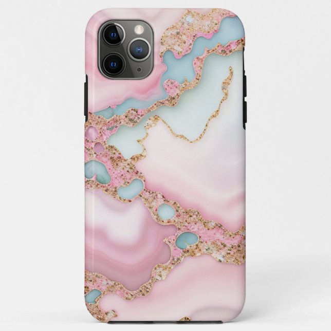 Agate Marble Modern Blue Pink Gold Collection Case-Mate iPhone Case (Back)