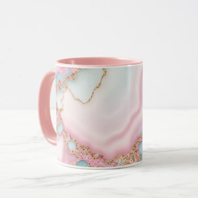 Agate Marble Modern Blue Pink Gold Collection Mug (Front Left)