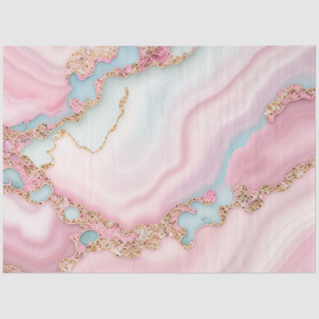 Agate Marble Modern Blue Pink Gold Collection Tissue Paper (Front)