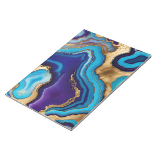  Agate Marble Modern design in Purple Gold  Blue Notepad