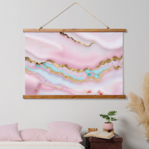 Agate Marble Popular Blue Pink Gold Collection Hanging Tapestry