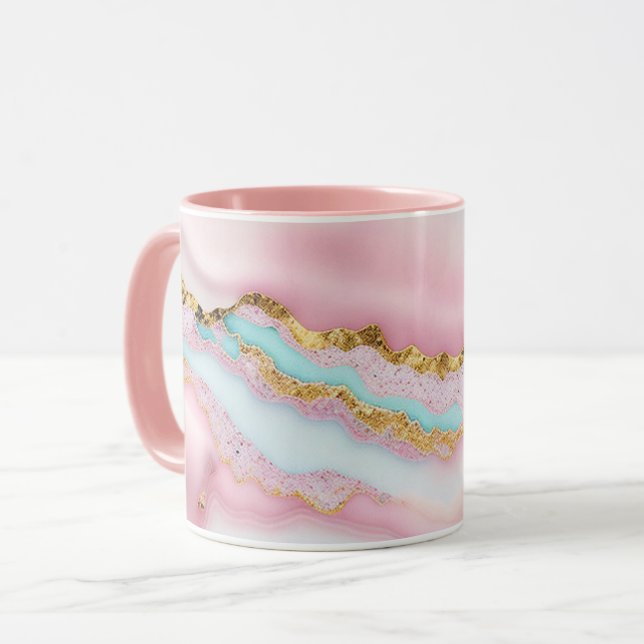 Agate Marble Popular Blue Pink Gold Collection Mug (Front Left)