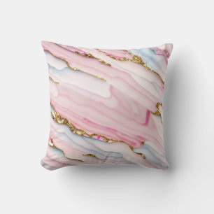 Agate Marble Trendy Blue Pink Gold Collection Cushion