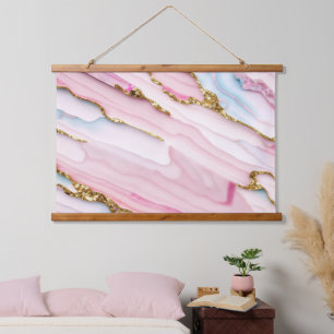 Agate Marble Trendy Blue Pink Gold Collection Hanging Tapestry
