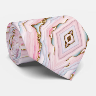 Agate Marble Trendy Blue Pink Gold Collection Tie