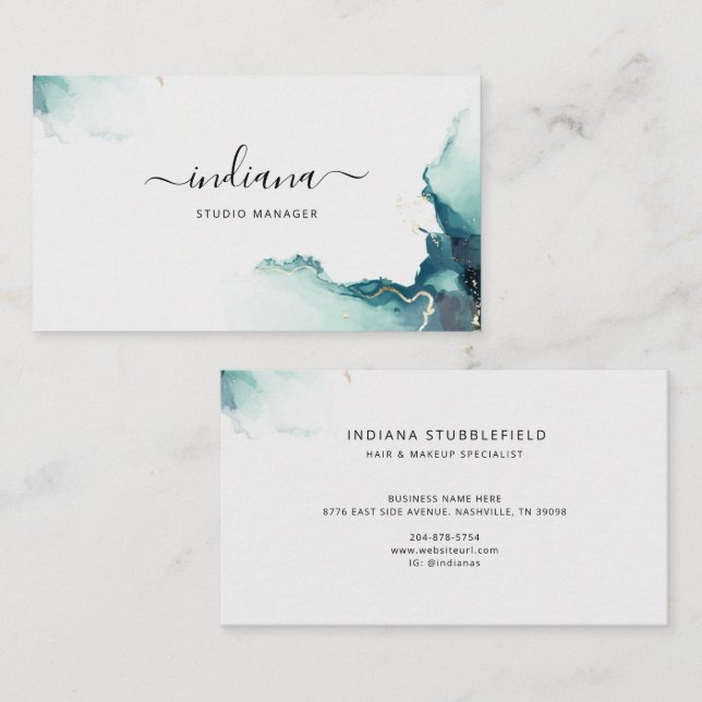 Agate Monogram Minimalist Handmade Business Card (Front/Back)