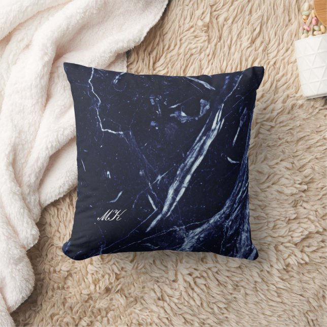 Agate Navy Blue Marble Custom Name Letter  Cushion (Blanket)