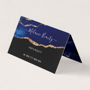 Agate Navy Blue Marble Gold Business Card