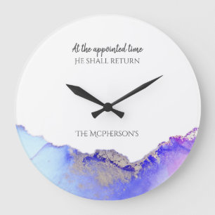 Agate Purple Blue Bible Quote Large Clock