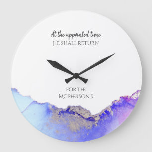 Agate Purple Blue Bible Quote Personalised Large Clock