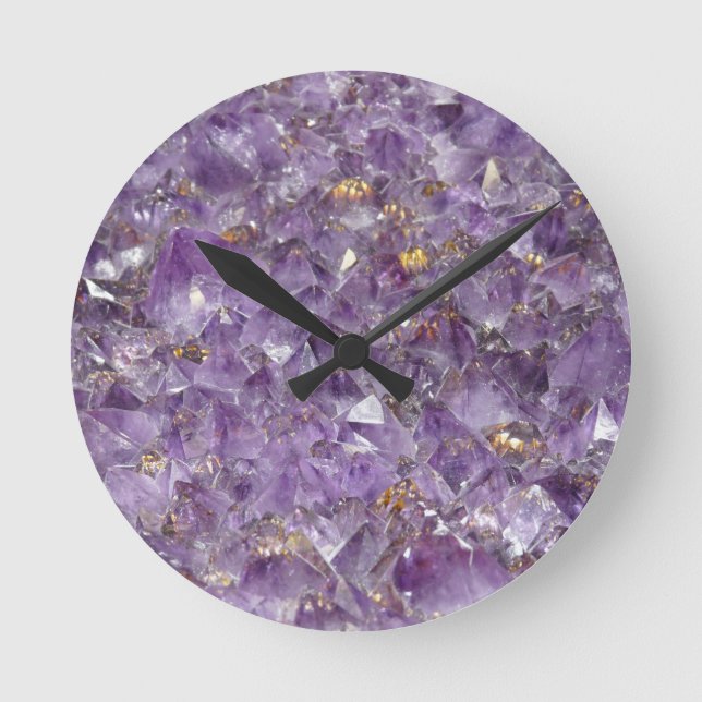 Agate Purple Crystal Round Clock (Front)