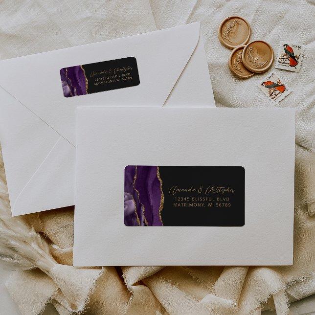Agate Purple Dark Wedding Return Address Return Address Label (Creator Uploaded)