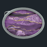 Agate Purple Gold Belt Buckle with Custom Name<br><div class="desc">Personalised Custom Name Belt Buckle with Agate Purple Violet Gold Glitter Geode Marble Belt Buckles - Your Birthday - Anniversary or Wedding Gift / Suppliest - Add Your Name - Text or Remove - Make Your Special Gift - Resize and move or remove and add text / elements with Customisation...</div>