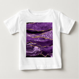 Agate Purple Gold Custom Name Baby T-Shirt