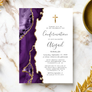 Agate Purple Gold Glitter Confirmation Invitation