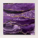 Agate Purple Gold Glitter Custom Name Puzzle Gift<br><div class="desc">Puzzle with Agate Purple Violet Gold Glitter Geode Custom Name Sparkle Marble Personalized Birthday - Anniversary or Wedding Gift / Suppliest - Add Your Name - Text or Remove - Make Your Special Puzzles Gift - Resize and move or remove and add text / elements with customization tool. Design by...</div>