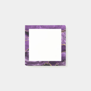 Agate Purple Gold Glitter Marble Post it Notes