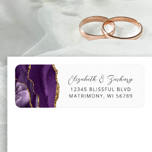 Agate Purple Gold Wedding Return Address Return Address Label