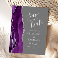 Agate Purple Silver Grey Save the Date