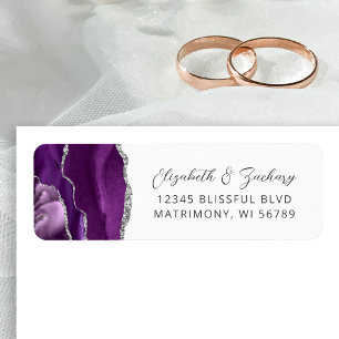 Agate Purple Silver Wedding Return Address Label