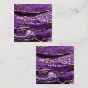 Agate Purple Violet Gold Glitter Geode Custom Name Discount Card
