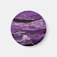 Agate Purple Violet Gold Glitter Geode Custom Name
