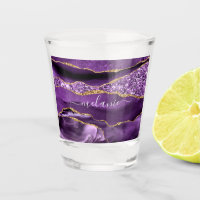 Agate Purple Violet Gold Glitter Geode Custom Name