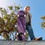 Agate Purple Violet Gold Glitter Geode Custom Name Skateboard<br><div class="desc">Agate Purple Violet Gold Glitter Geode Custom Name Sparkle Marble Personalised Birthday - Anniversary or Wedding Gift / Suppliest - Add Your Name - Text or Remove - Make Your Special Gift - Resize and move or remove and add text / elements with customisation tool. Design by MIGNED. Please see...</div>