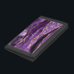 Agate Purple Violet Gold Glitter Geode Custom Name Trifold Wallet<br><div class="desc">Agate Purple Violet Gold Glitter Geode Custom Name Sparkle Marble Personalised Birthday - Anniversary or Wedding Gift / Suppliest - Add Your Name - Text or Remove - Make Your Special Gift - Resize and move or remove and add text / elements with customisation tool. Design by MIGNED. Please see...</div>