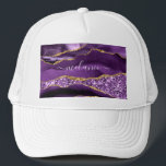 Agate Purple Violet Gold Glitter Geode Custom Name Trucker Hat<br><div class="desc">Agate Purple Violet Gold Glitter Geode Custom Name Sparkle Marble Personalised Birthday - Anniversary or Wedding Gift / Suppliest - Add Your Name - Text or Remove - Make Your Special Gift - Resize and move or remove and add text / elements with customisation tool. Design by MIGNED. Please see...</div>