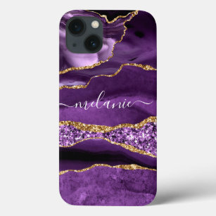 Agate Purple Violet Gold Your Name iPhone Case