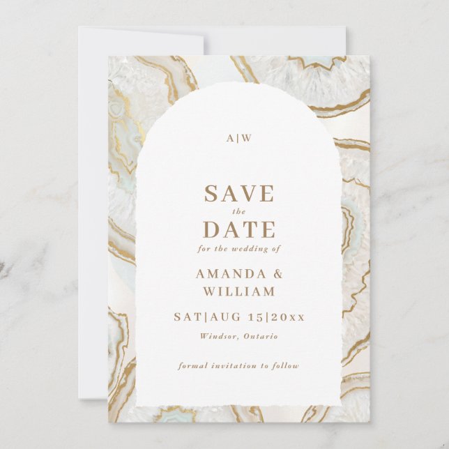 Agate Quartz Background Wedding  Save The Date (Front)