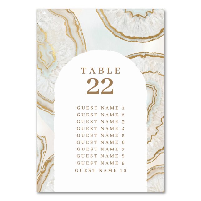 Agate Quartz Texture Seating chart Number card (Front)