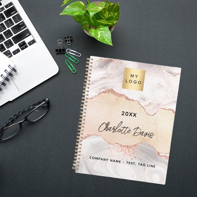 Agate rose gold business logo elegant 2026 planner (Creator Uploaded)