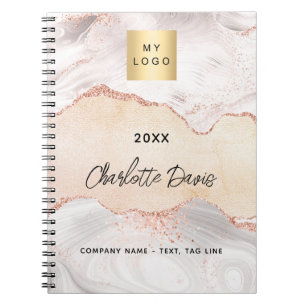 Agate rose gold business logo elegant notebook