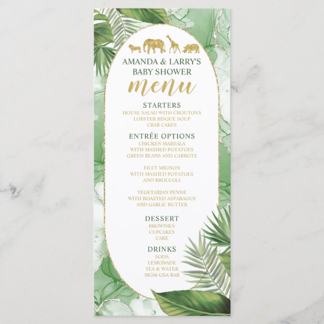 Agate Sage Green and Gold Menu (Front)