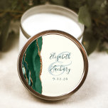 Agate Script Emerald Green Gold Ivory Wedding Classic Round Sticker<br><div class="desc">This elegant modern wedding sticker features an emerald green watercolor agate geode design trimmed with faux gold glitter. Easily customise the green text on an ivory background,  with the names of the bride and groom in handwriting calligraphy over a large ampersand.</div>