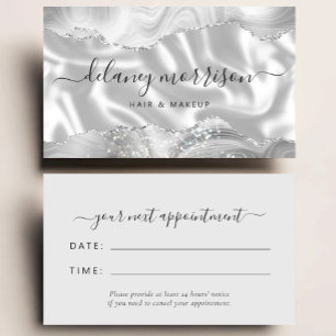 Agate Silk Grey White Luxury Stylist Appointment Business Card