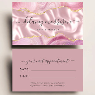 Agate Silk Pink Luxury Stylist Appointment Business Card