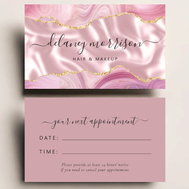 Agate Silk Pink Luxury Stylist Appointment Business Card (Creator Uploaded)