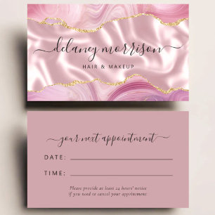 Agate Silk Pink Luxury Stylist Appointment Business Card