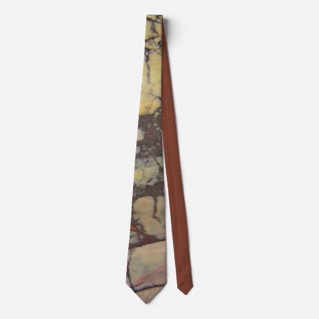 Agate Slab Close-up Photo Yellow and Red Marbled Tie (Front)