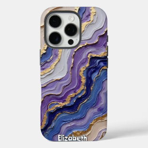 Agate Slice Abstract in Purple iPhone 16 Pro Case