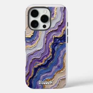 Agate Slice Abstract in Purple iPhone 16 Pro Case