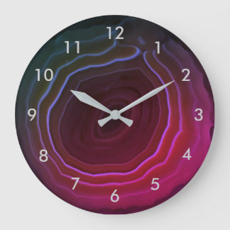 Agate slice pink stone clock with numbers.