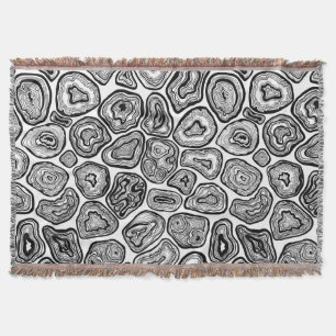 Agate slices in black and white throw blanket
