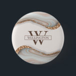 Agate Stone Marble Monogram Name Badge<br><div class="desc">Designed to coordinate with our Natural Marble Agate Collection,  this badge features a simple monogram with name on gorgeous marble agate texture. For more advanced customisation of this design,  e.g. changing layout,  font or text size please click the "CUSTOMIZE" button above. Please contact me for any questions!</div>