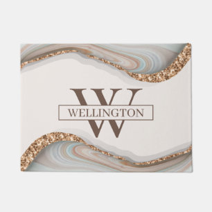 Agate Stone Marble Monogram Name  Doormat