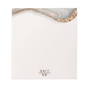 Agate Stone Marble Monogram Name  Notepad