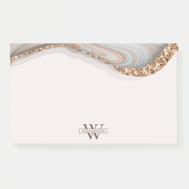 Agate Stone Marble Monogram Name Notes (Front)